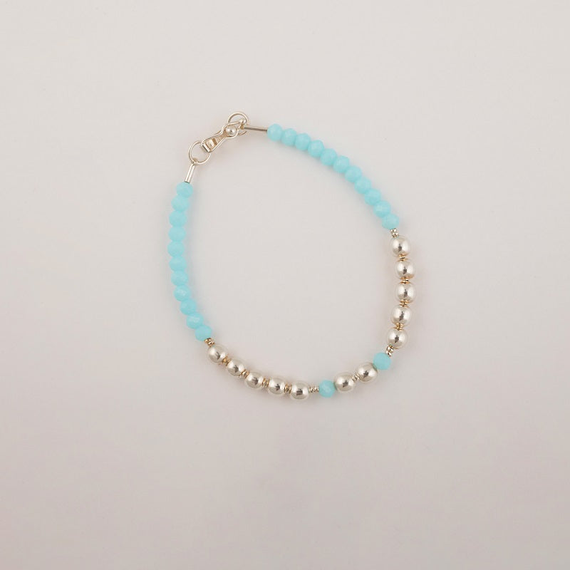 PULSERAS MURANOS CELESTE Y BOLAS DE PLATA