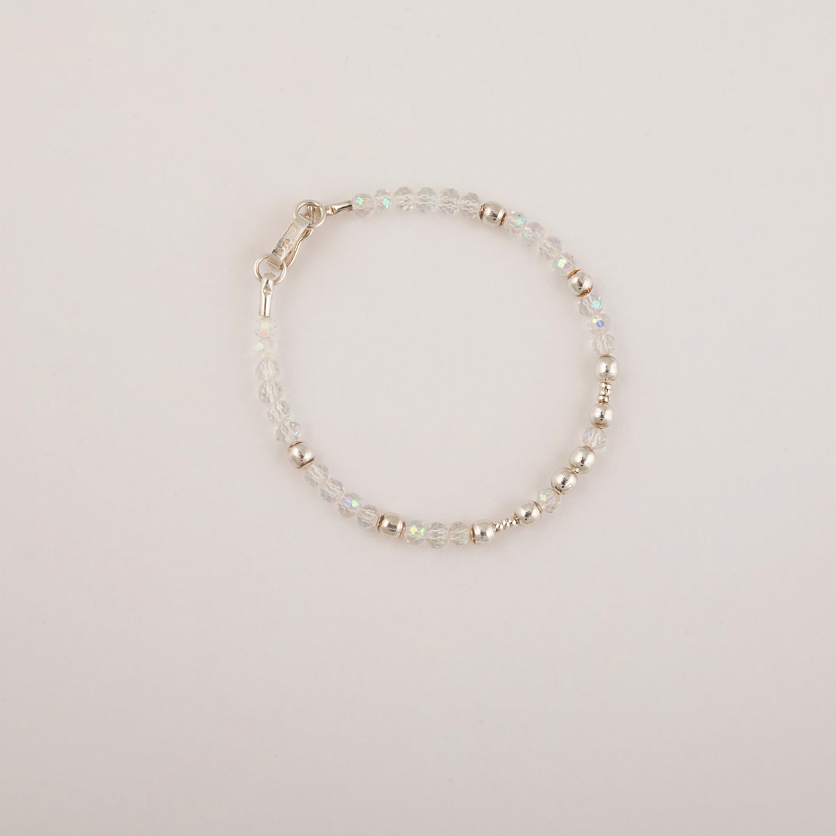 PULSERA CRISTALES TORNASOL + BOLITAS DE PLATA