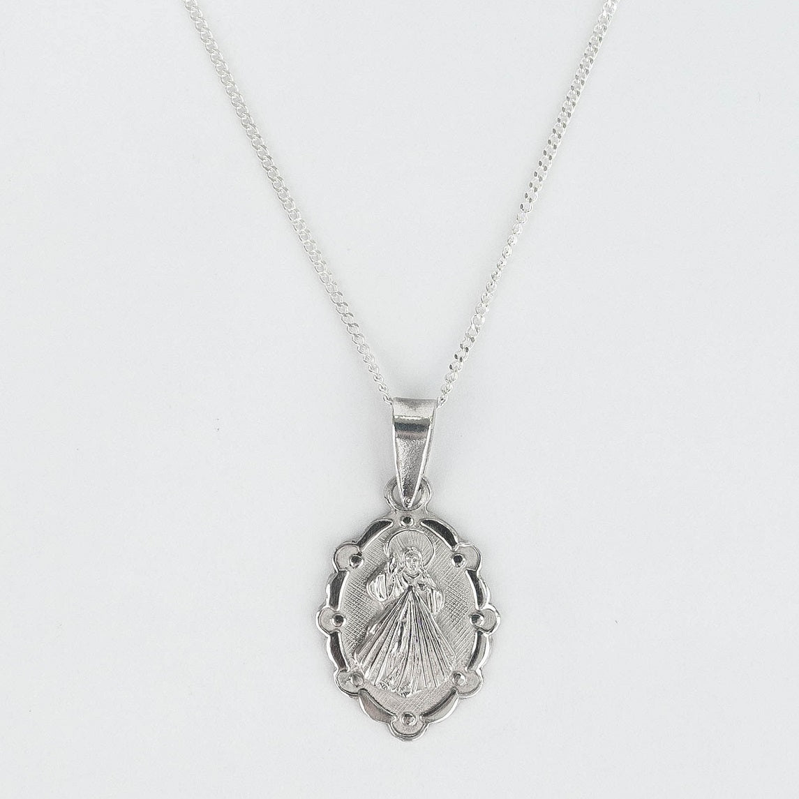 CADENA PANCER Y DIJE JESUS ILUMINADO PLATA