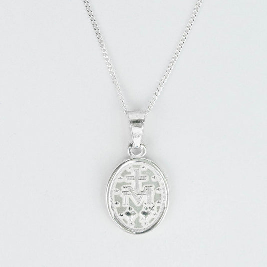 CADENA PANCER Y MEDALLA VIRGEN MILAGROSA PLATA