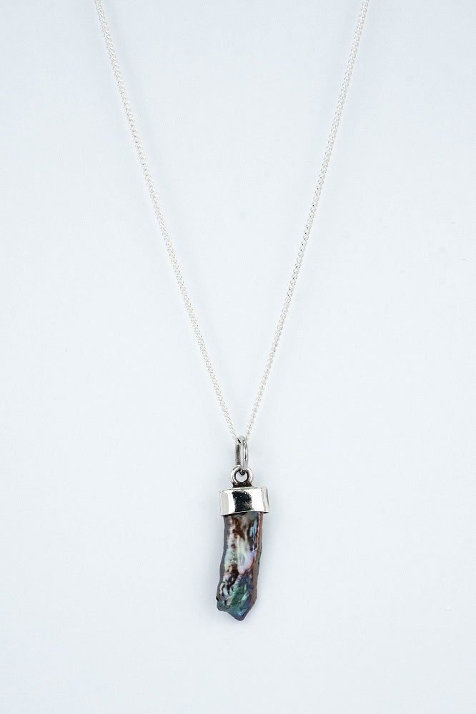 CADENA PANCER Y DIJE COLMILLO MURANO MORADO