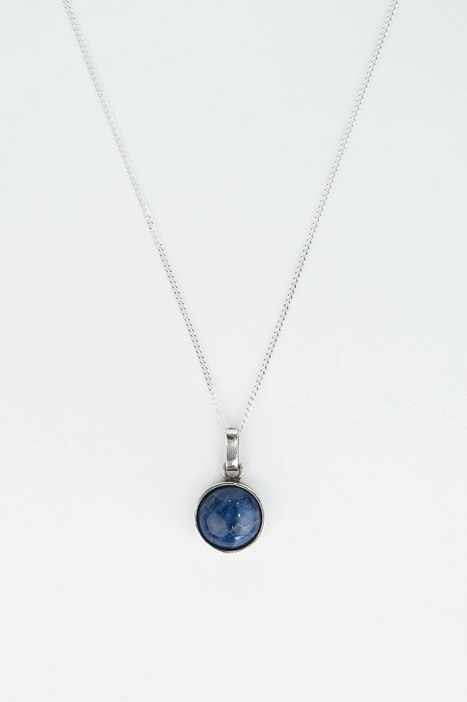 CADENA PANCER Y DIJE CIRCULO PIEDRA NATURAL LAPIZ LAZULI
