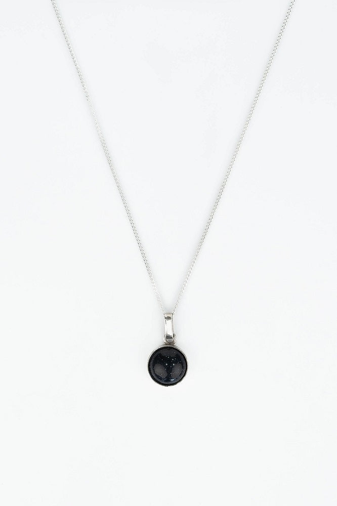 CADENA PANCER Y DIJE CIRCULO PIEDRA NATURAL LUNA