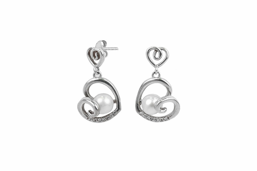 ARETE COLGANTE CORAZON PERLA
