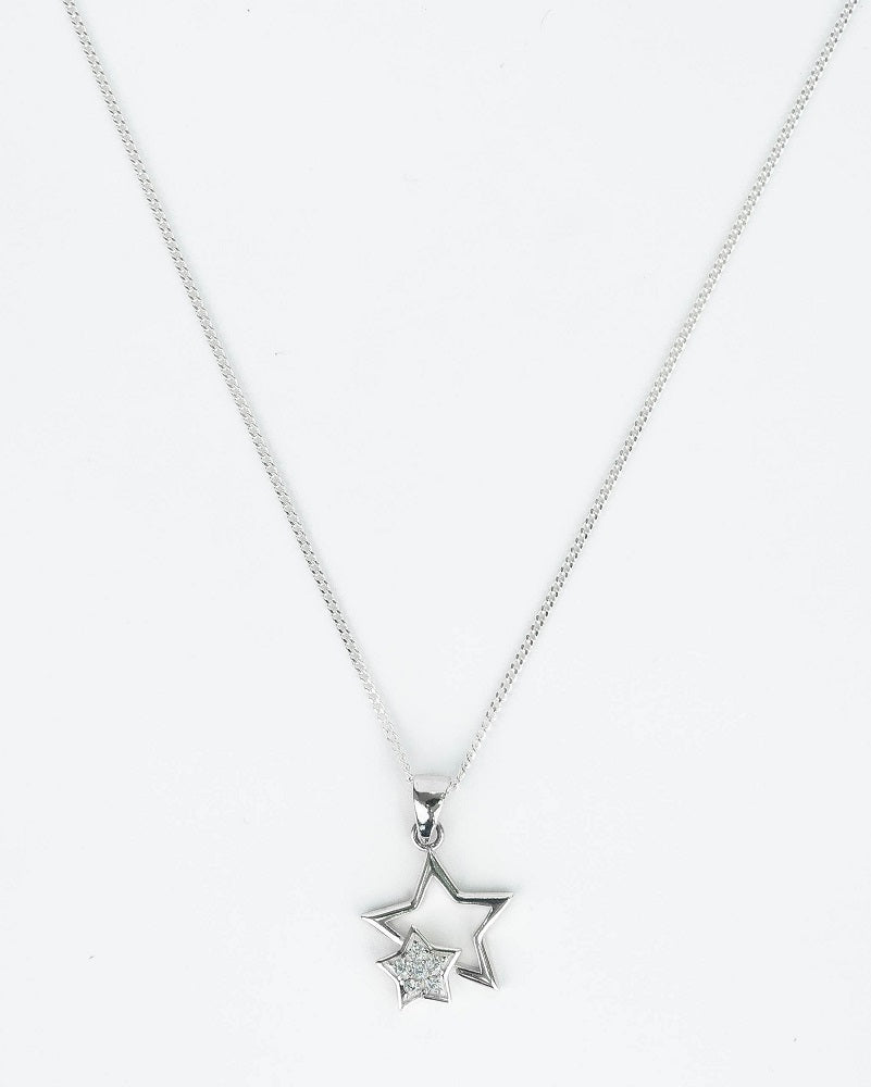 CADENA PANCER Y DIJE DOBLE ESTRELLA CIRCON
