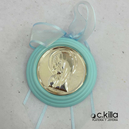 MEDALLA DE CUNA CELESTE VIRGEN RESO