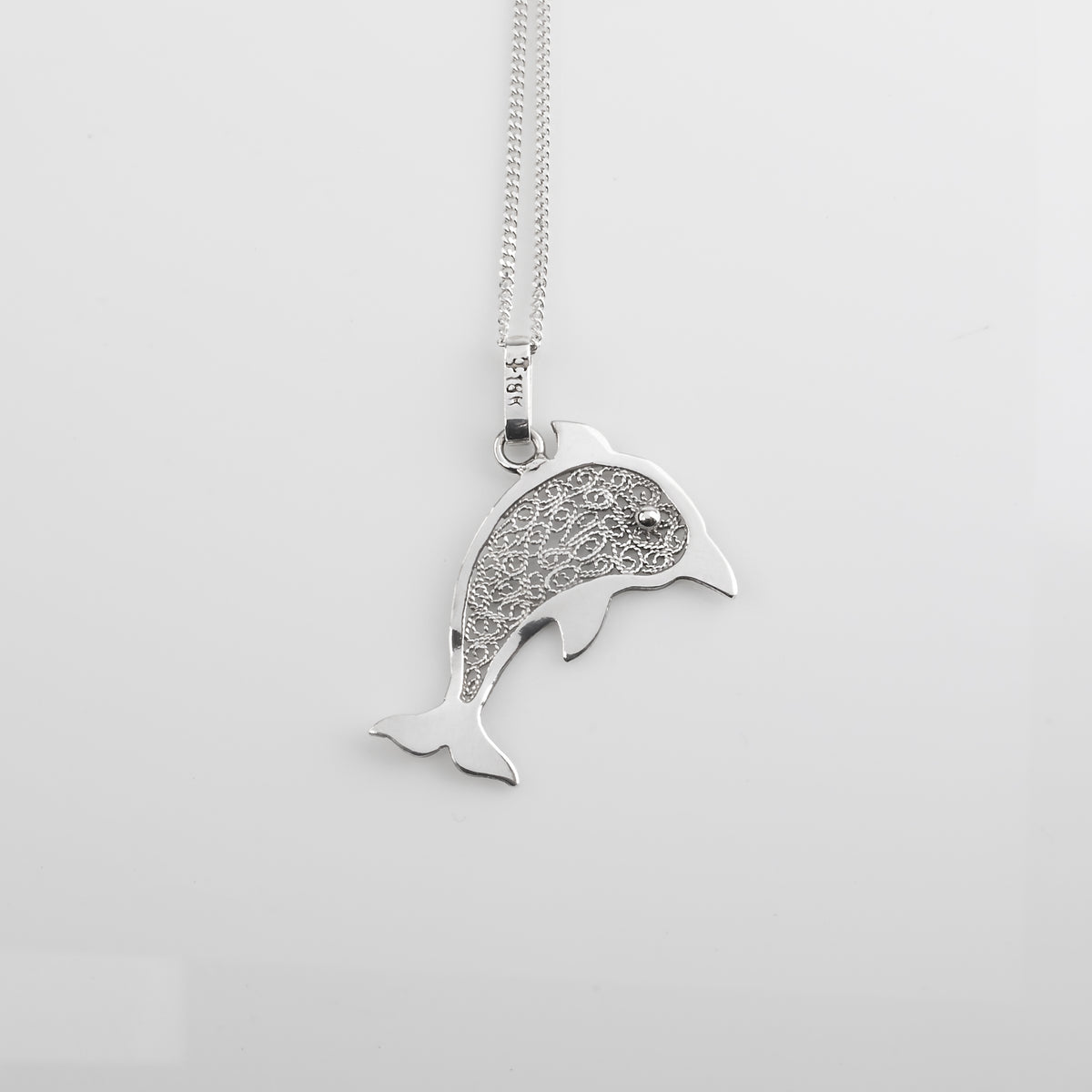 DIJE DELFIN FILIGRANA + CADENA PANCER 40CM