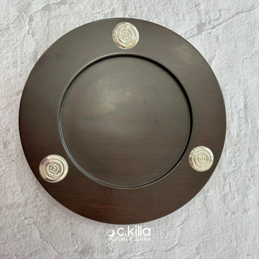 PLATO PARA TORTA APLIQUE PLATA