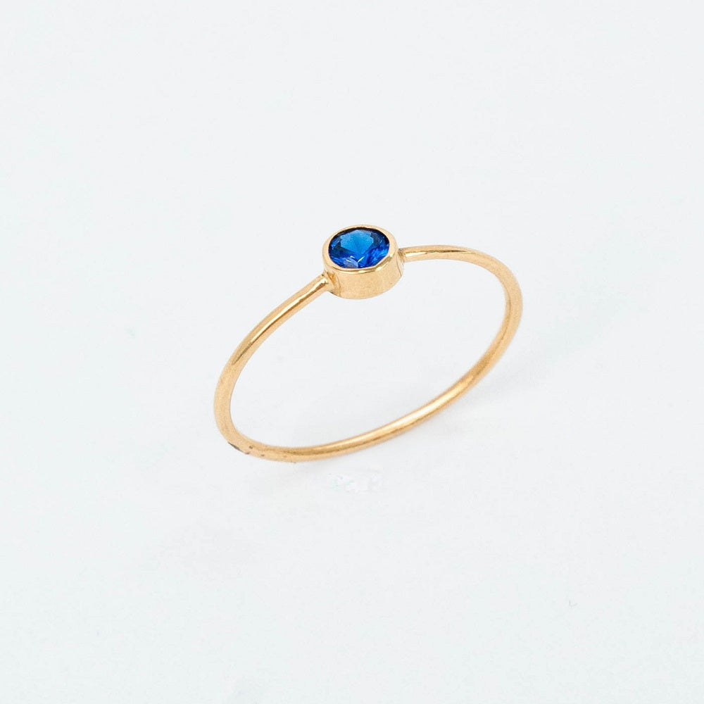 ANILLO PUNTO LUZ CON CIRCON ZAFIRO