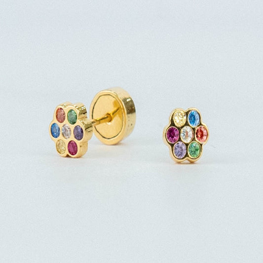 ARETE FLOR PUNTOS COLORES