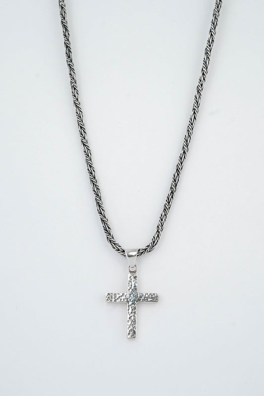CADENA ESPIGA Y DIJE CRUZ MARTILLADO