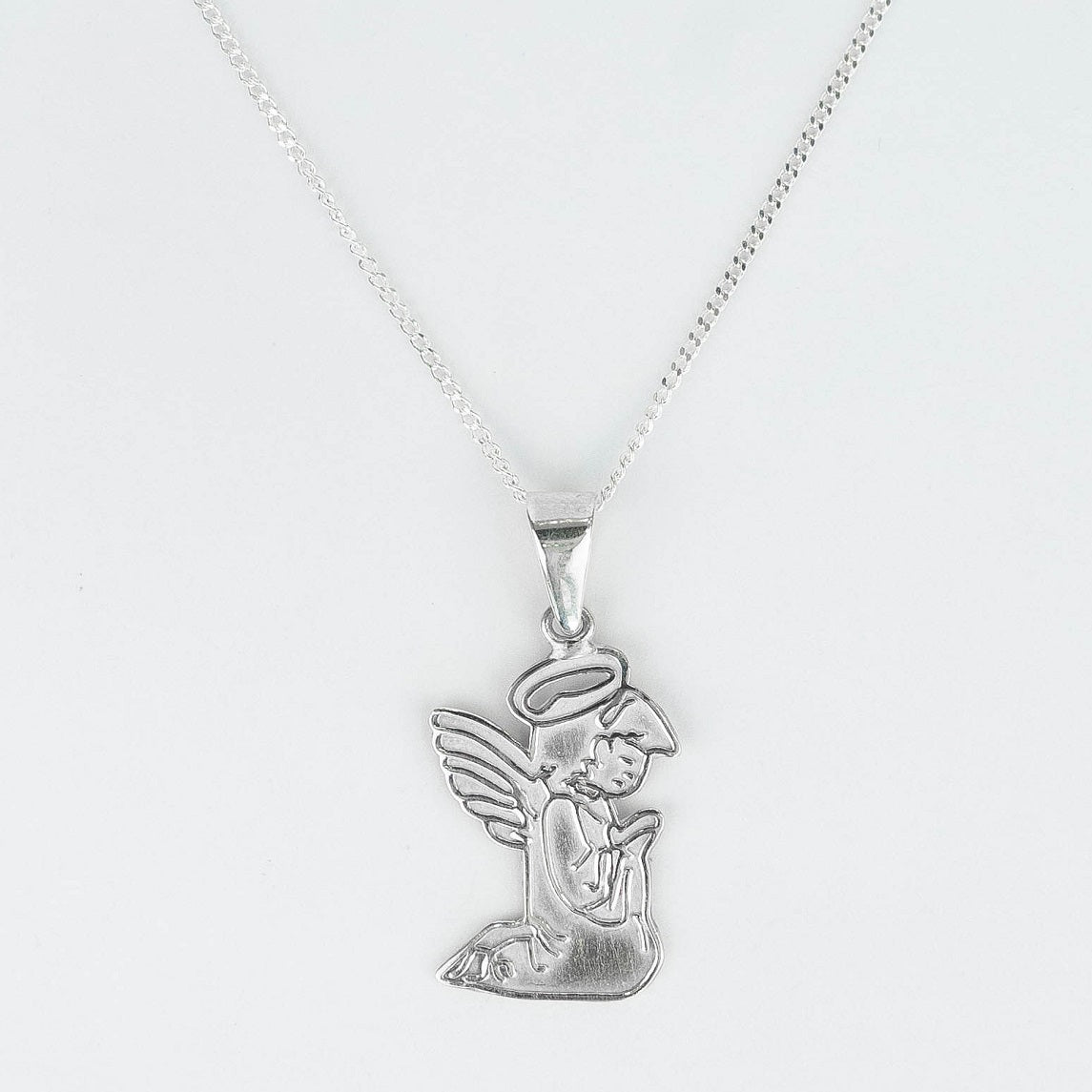CADENA PANCER Y DIJE ANGELITO PLATA