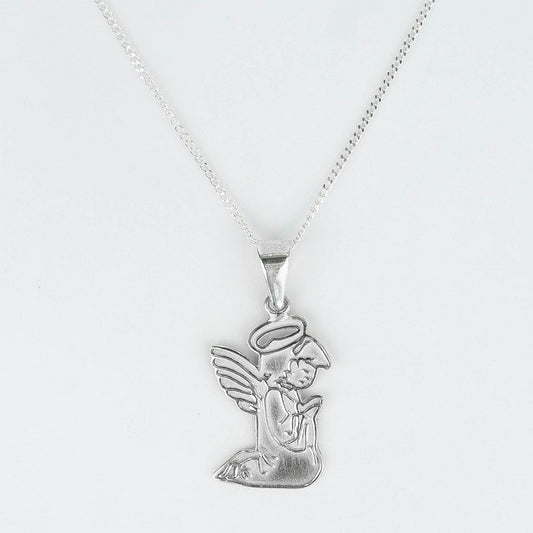 CADENA PANCER Y DIJE ANGELITO PLATA