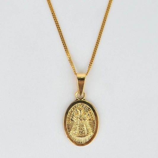 CADENA PANCER Y DIJE VIRGEN DE CHAPI BAÑADO