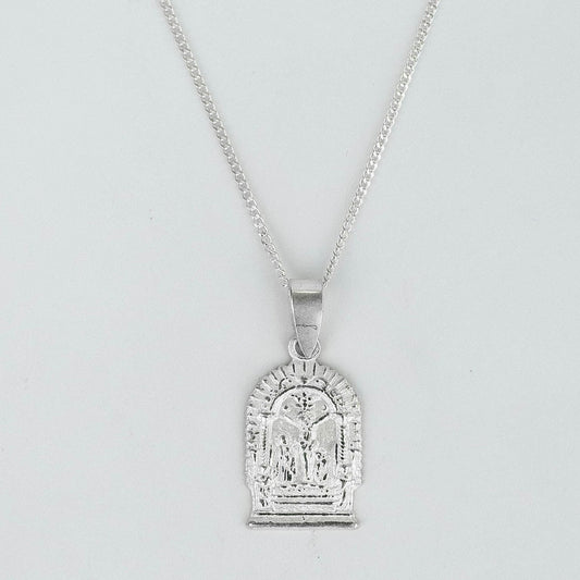 CADENA PANCER y DIJE SEÑOR DE LOS MILAGROS PLATA