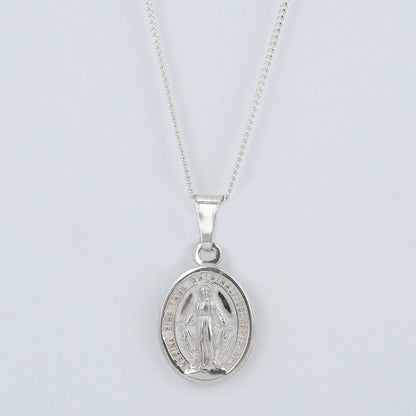 CADENA PANCER Y MEDALLA VIRGEN MILAGROSA PLATA