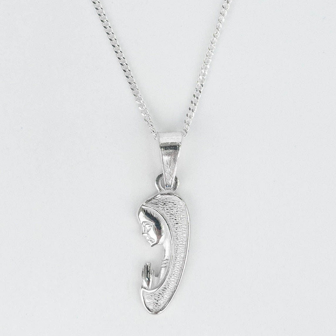 CADENA PANCER Y DIJE VIRGEN RESO CALADA PLATA