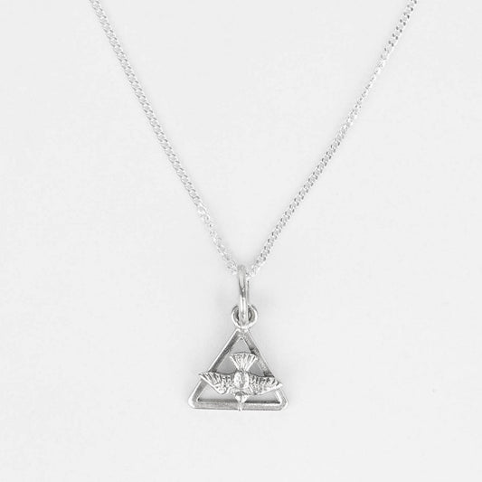 CADENA PANCER Y DIJE ESPIRITU SANTO TRIANGULO PLATA