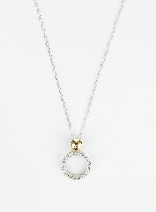 COLLAR DE PLATA CON DIJE CIRCONES LAMINA DE ORO