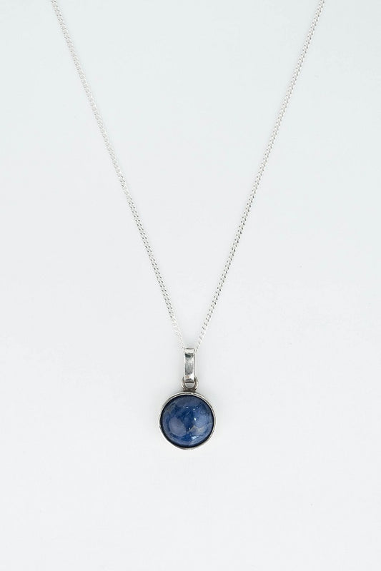 CADENA PANCER Y DIJE CIRCULO PIEDRA NATURAL LAPIZ LAZULI