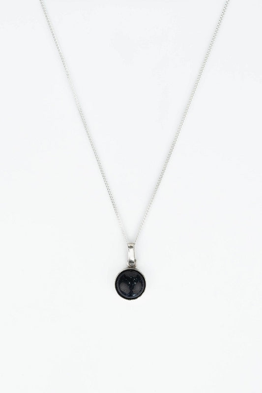 CADENA PANCER Y DIJE CIRCULO PIEDRA NATURAL LUNA