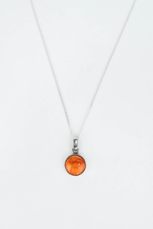 CADENA PANCER Y DIJE CIRCULO PIEDRA NATURAL SPONDILUZ