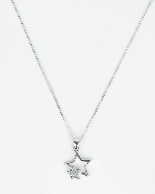 CADENA PANCER Y DIJE DOBLE ESTRELLA CIRCON