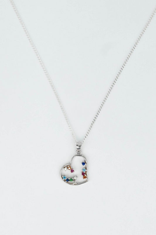 CADENA PANCER Y  DIJE CORAZON SILUETA CIRCONES COLORES