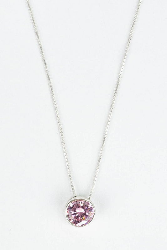 COLLAR PUNTO LUZ CIRCON ROSADO